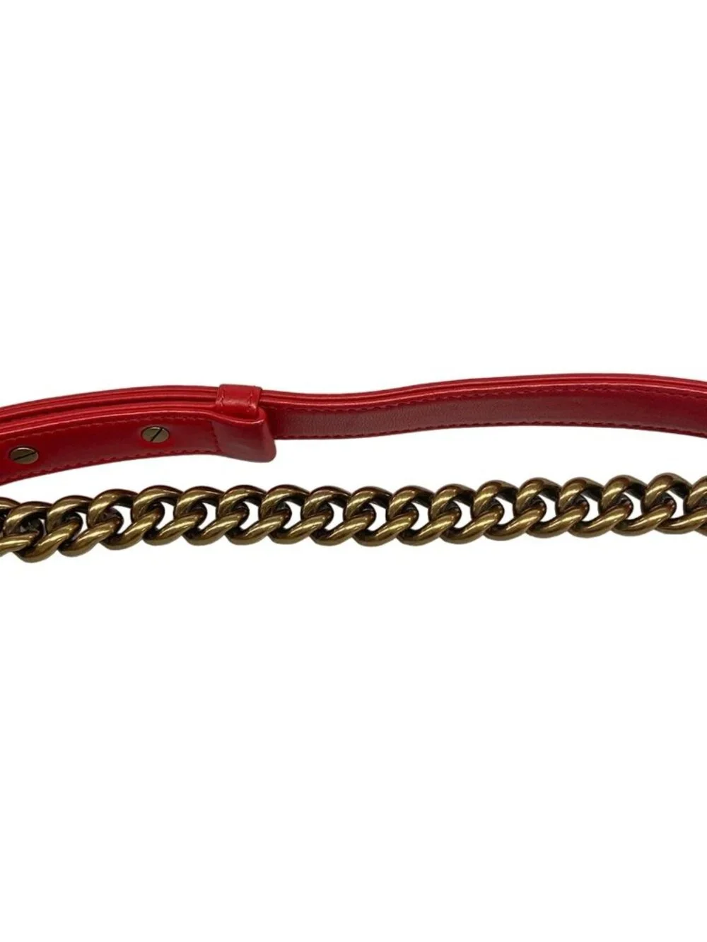 Chanel Shoulder Bag Boy Red Green Dark Navy Plaid Vintage Gold Chain